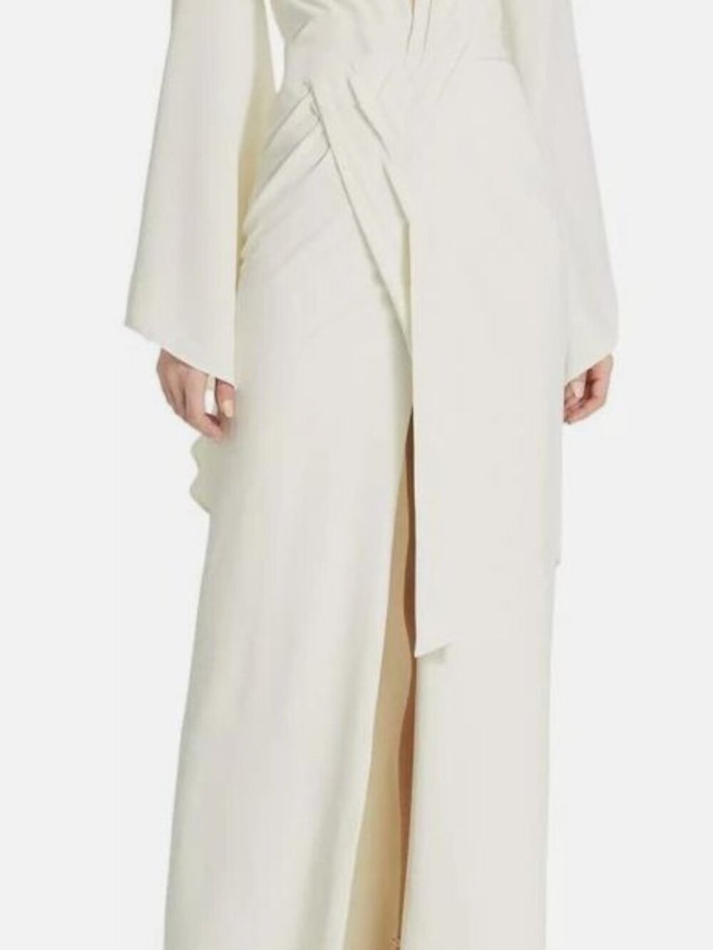 Michael Costello Collection Women's Ivory Emma Long-Sleeve Woven Gown Size 2